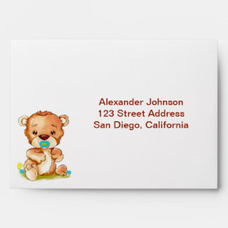 Cute Watercolor Baby Bear Boy Envelope