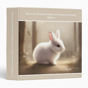 Cute watercolor baby bunny 3 ring binder