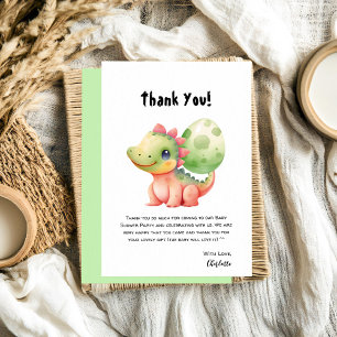 Cute Watercolor Baby Dinosaur Baby Shower Thank You Card