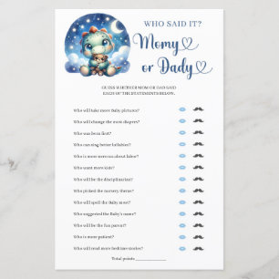 Cute Watercolor baby dinosaur Mommy or Daddy game