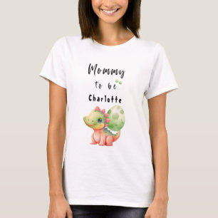 Cute Watercolor Baby Dinosaur Mommy-to-be T-Shirt