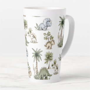 Cute Watercolor Baby Dinosaurs Latte Mug