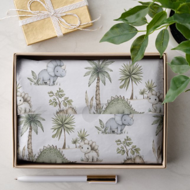 Cute Watercolor Baby Dinosaurs Tissue Paper (Gift)