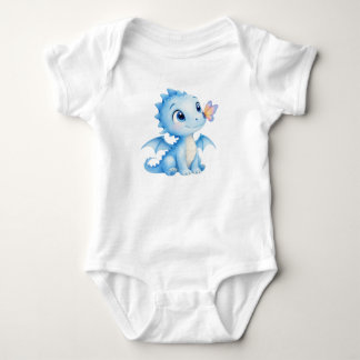 Cute Watercolor Baby Dragon With Butterfly Bodysuit
