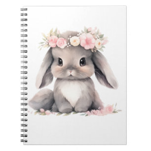 Cute Watercolor Baby Easter Bunny Graphic Girls Notebook