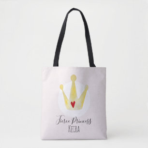 Cute Watercolor Baby Girl Princess & Name Mommy Tote Bag