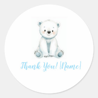 Cute Watercolor Baby Polar Bear Thank You Favour S Classic Round Sticker