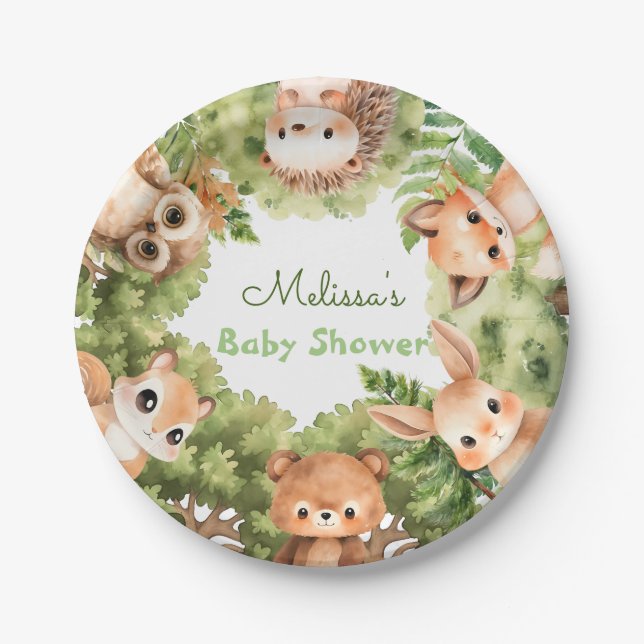 Cute Watercolor Baby Shower Paper Plate (Front)