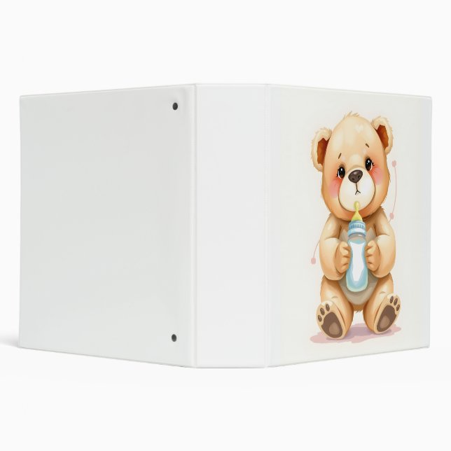 Cute Watercolor Baby Teddy Bear Illustration  Binder (Background)