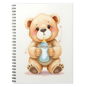 Cute Watercolor Baby Teddy Bear Illustration  Notebook