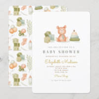 Cute Watercolor Baby Toys Baby Shower 
