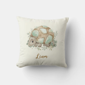 Cute Watercolor Baby Turtle Nursery Throw Pillow