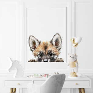 Cute Watercolor Baby Wild Dog Nursery Decor