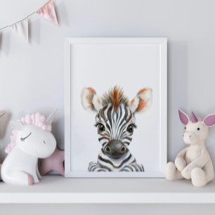 Cute Watercolor Baby Zebra Nursery Decor