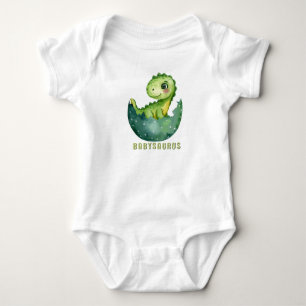 Cute Watercolor Babysaurus Dinosaur Baby Bodysuit