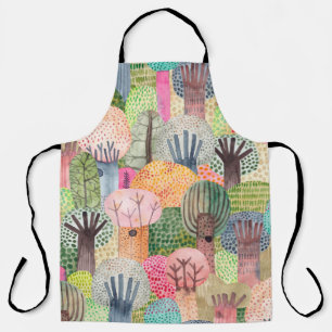 Cute watercolor background. Childish forest seamle Apron