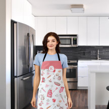 Cute Watercolor Baking Pattern Pink Monogram 