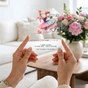 Cute Watercolor Ballerina Mom, Brunch Acrylic Invitations
