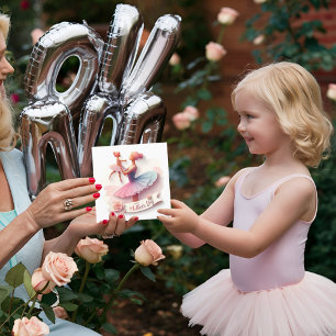 Cute Watercolor Ballerina Mom silhouette CARD