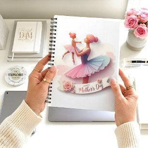 Cute Watercolor Ballerina Mom silhouette notebook