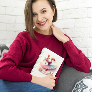 Cute Watercolor Ballerina Mom silhouette notebook