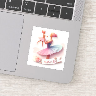 Cute Watercolor Ballerina Mom silhouette Sticker 