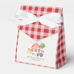 Cute Watercolor Barn Farm Animals Baby Shower Favor Box