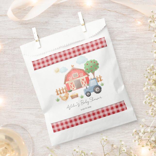 Cute Watercolor Barn Farm Animals Baby Shower  Favour Bag (Clipped)