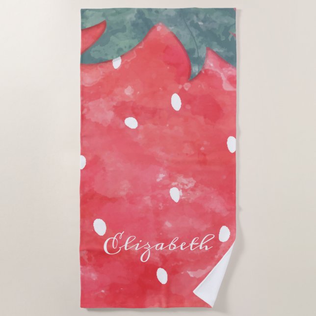 Cute Watercolor  Beach Towel (Front)
