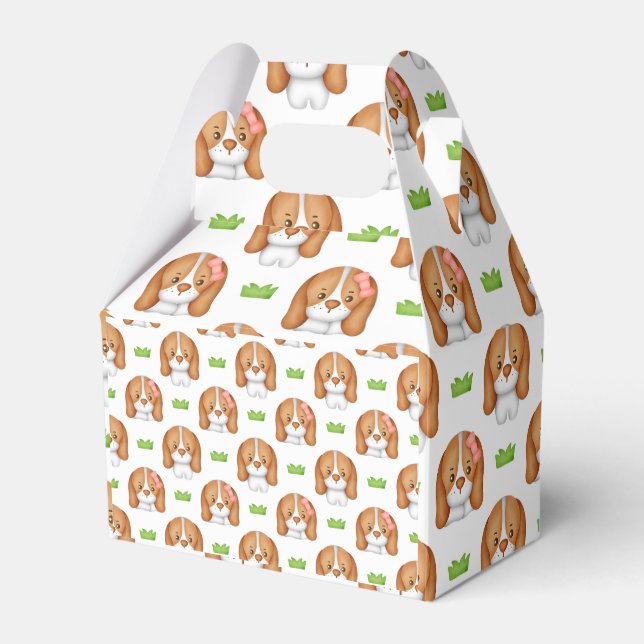 Cute Watercolor Beagle Dog Favor Box (Front Side)