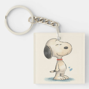 Cute Watercolor Beagle Dog Illustration Keychain