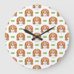 Cute Watercolor Beagle Dog Wall Clock