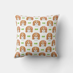 Cute Watercolor Beagle Dog Wall Clock Throw Pillow