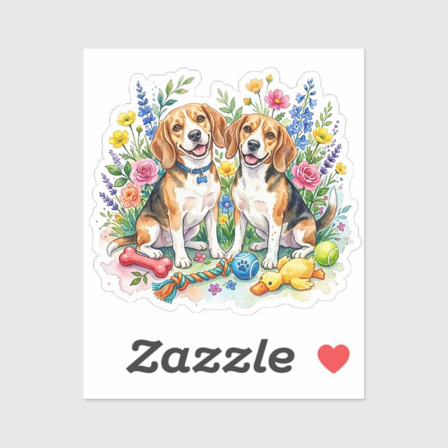 Cute Watercolor Beagles (Sheet)