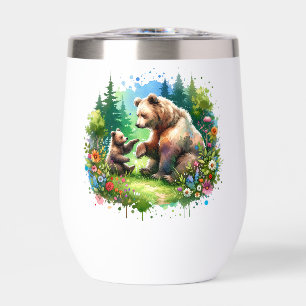 Cute Watercolor Bear and Cub Personalized
