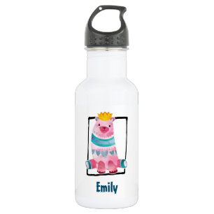 Cute Watercolor Bear Wearing a Crown 532 Ml Water Bottle