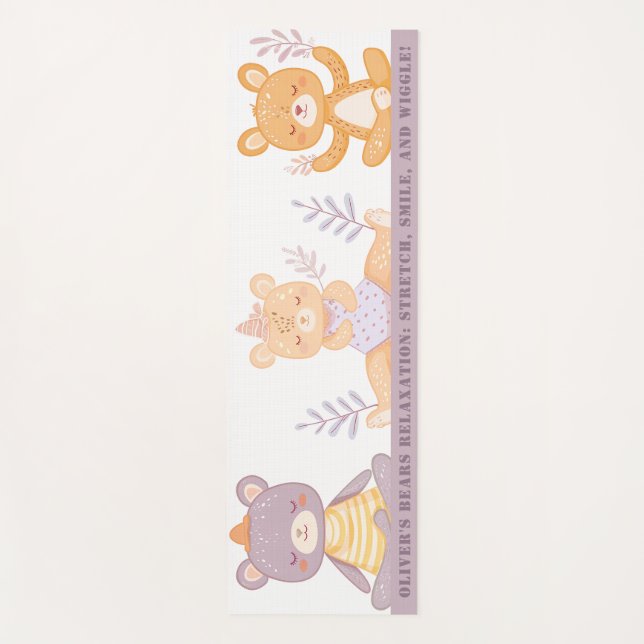 Cute Watercolor Bears Children's Yoga Mat (Front)