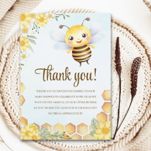 Cute Watercolor Bee Baby Shower Thank You Card
