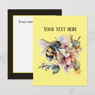 Cute watercolor bee lovers add message  card