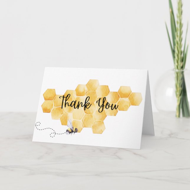 Cute Watercolor Bee Thank You Card  (Front)