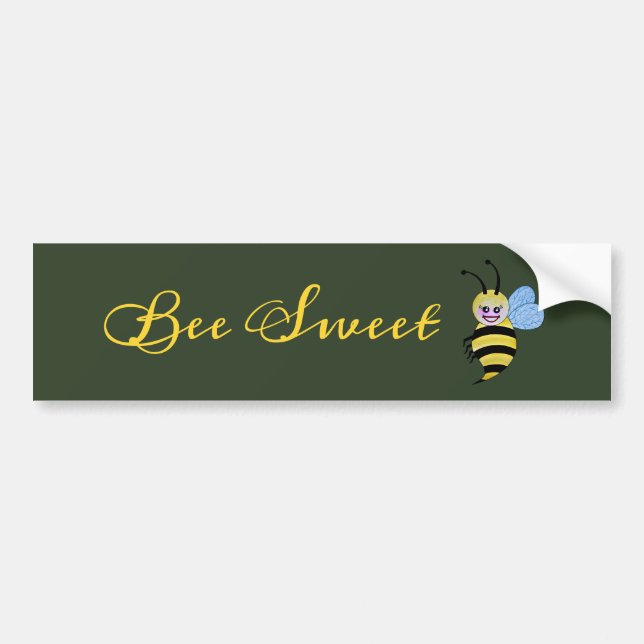 Cute Watercolor Bee With Happy Smile Bumper Sticker (Front)