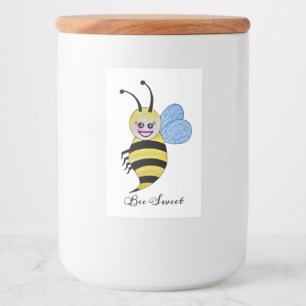 Cute Watercolor Bee With Happy Smile Food Label
