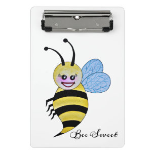 Cute Watercolor Bee With Happy Smile Mini Clipboard