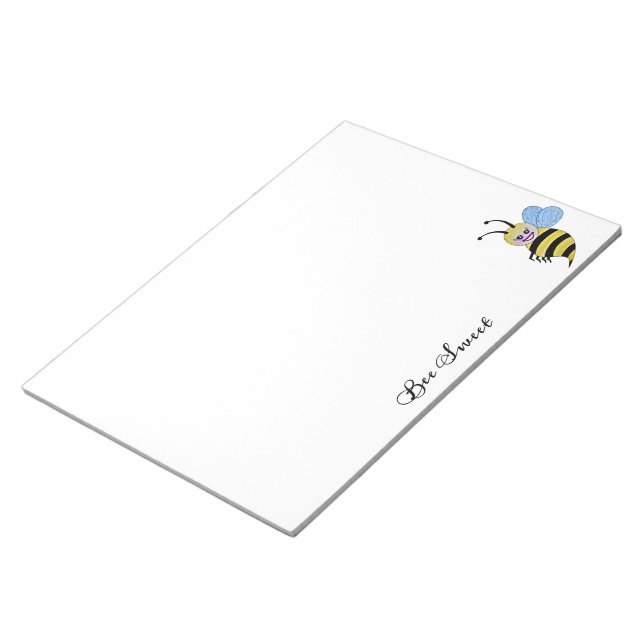 Cute Watercolor Bee With Happy Smile Notepad (Angled)