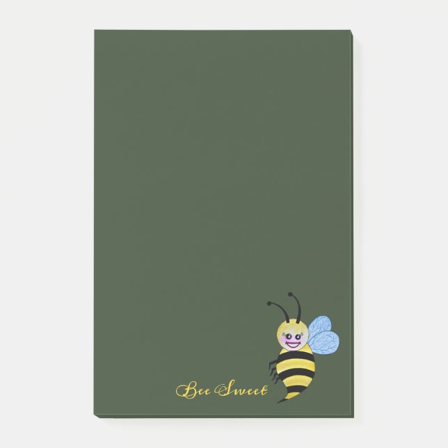 Cute Watercolor Bee With Happy Smile Post-it Notes (Front)