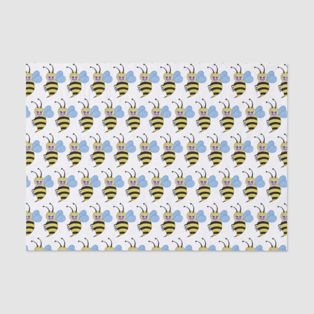 Cute Watercolor Bee With Happy Smile Tissue Paper (Front)