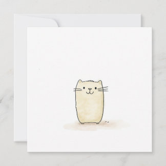 Cute Watercolor Beige Cat Holiday Card