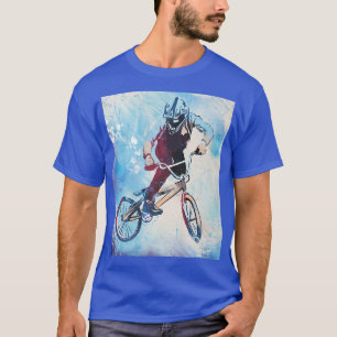 Cute Watercolor Biker Stunt for biker Colourful Po T-Shirt