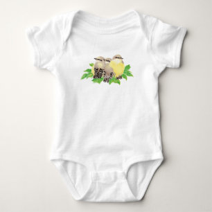 Cute Watercolor Bird Family Cuddling Warm Cosy Art Baby Bodysuit
