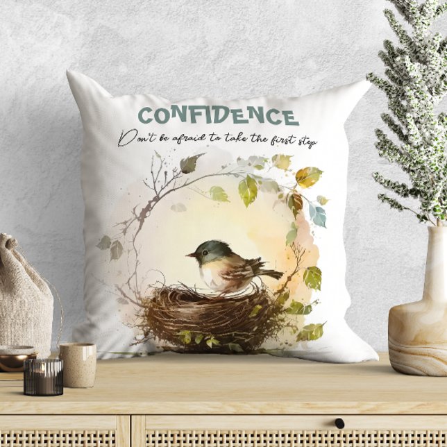 Cute Watercolor Bird Nursery Motivation Throw Pillow (Creator Uploaded)
